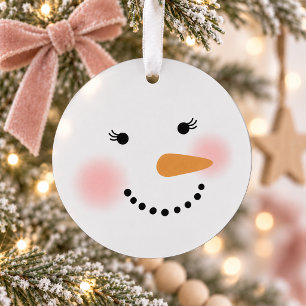 Zoete Sneeuwmeisjesgezicht Kerstmis Aandenken Wint Ornament