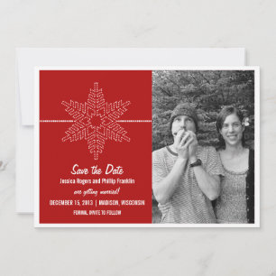 Zoete Sneeuwvlok Save the Date Uitnodiging, Rood