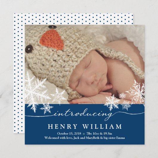 Zoete Sneeuwvlokken | Aankondiging van het Baby (Voorkant / Achterkant)