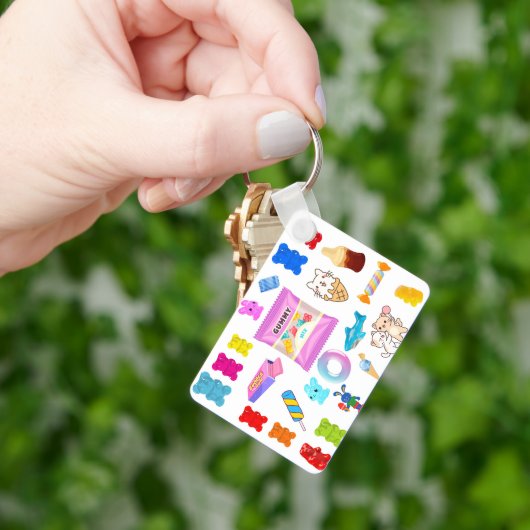 Zoete Snoep Collage Acrylic Sleutelhanger (Hand)