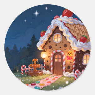 Zoete Snoep Cottage Stickerblad Ronde Sticker