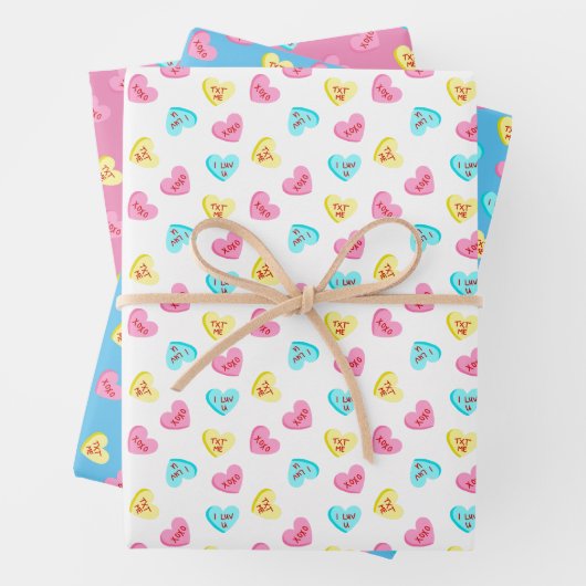 Zoete Snoep Hartjes Valentijnsdag Inpakpapier Vel (In situ)