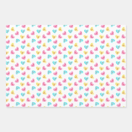 Zoete Snoep Hartjes Valentijnsdag Inpakpapier Vel (Voorkant)