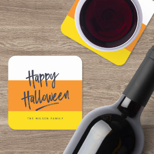 Zoete Snoep Mais Gelukkig Halloween Kartonnen Onderzetters