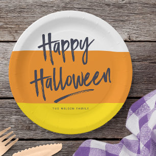 Zoete Snoep Mais Gelukkig Halloween Papieren Bordje