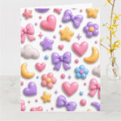 Zoete Snoep Pastel Icoon Patroon Kaart (Gele Bloem)