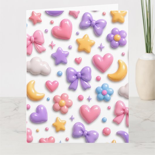 Zoete Snoep Pastel Icoon Patroon Kaart (Voorkant)
