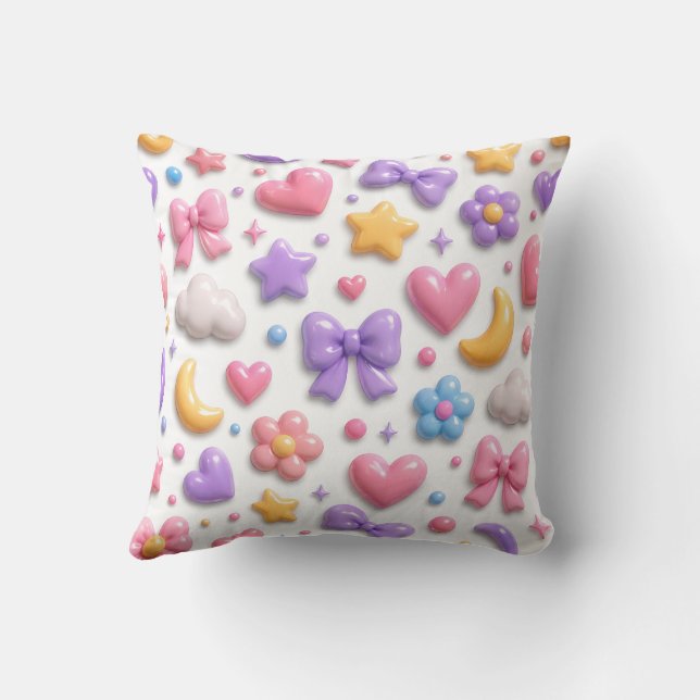 Zoete Snoep Pastel Icoon Patroon Kussen (Achterkant)