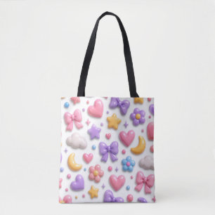 Zoete Snoep Pastel Icoontjes Patroon Tote Bag