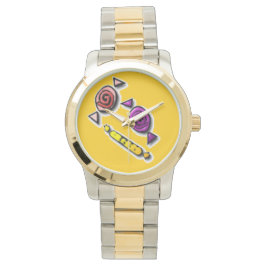 Zoete snoepjes op sinaasappel horloge