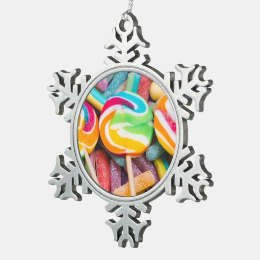 zoete snoepjes tin sneeuwvlok ornament (Rechts)