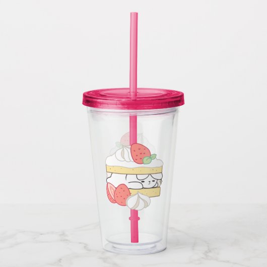 Zoete Snuggles: Buniberry Shortcake Delight Acryl Drinkbeker (Voorkant)
