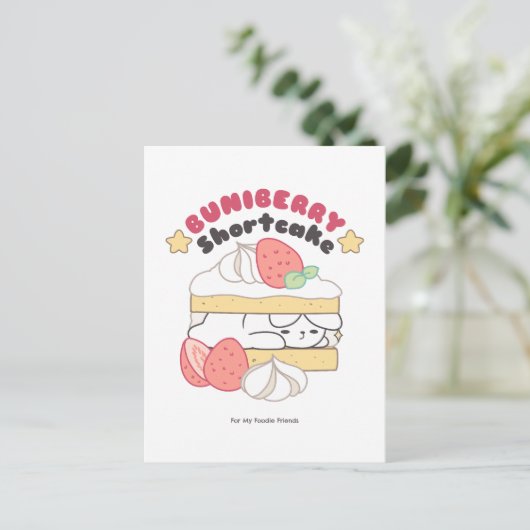 Zoete Snuggles: Buniberry Shortcake Delight Briefkaart (Staand voorkant)