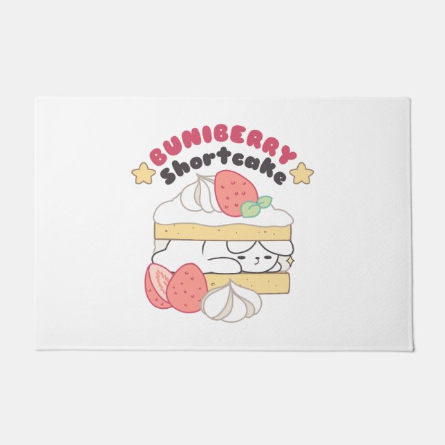 Zoete Snuggles: Buniberry Shortcake Delight Deurmat (Voorkant)