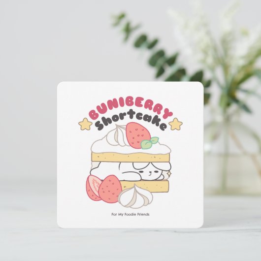Zoete Snuggles: Buniberry Shortcake Delight Feestdagenkaart (Staand voorkant)