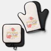 Zoete Snuggles: Buniberry Shortcake Delight Ovenwant & Pannenlap Set (Voorkant / Achterkant)