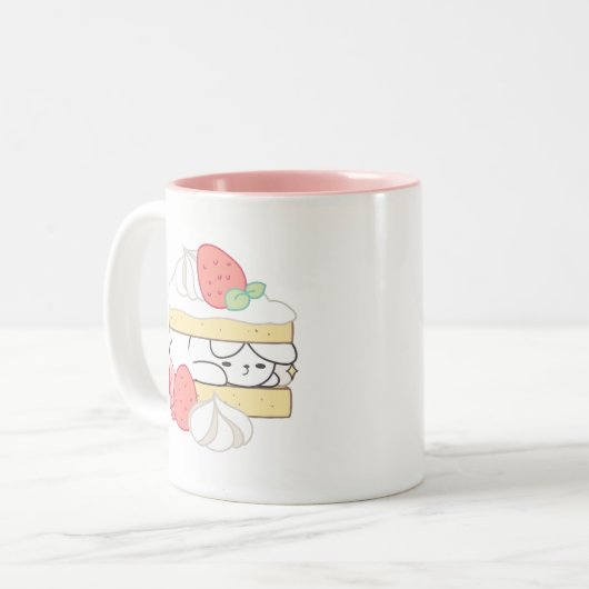 Zoete Snuggles: Buniberry Shortcake Delight Tweekleurige Koffiemok (Voorkant links)