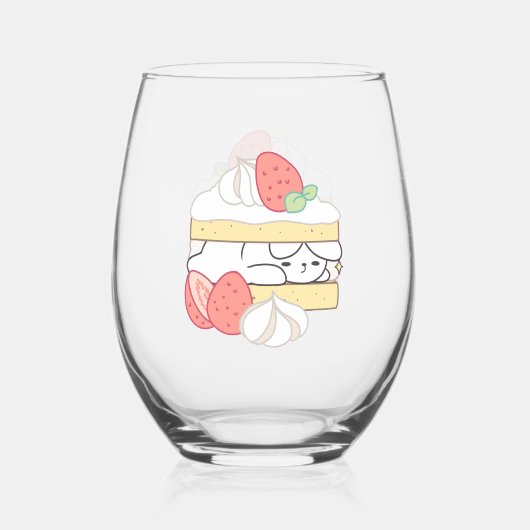 Zoete Snuggles: Buniberry Shortcake Delight Wijnglas Zonder Voet (Voorkant)