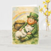 Zoete St. Patrick's Day Westie & Leprechaun Kaart (Gele Bloem)