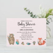 Zoete Stam Dier Baby Shower Uitnodiging (Staand voorkant)