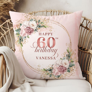 Zoete Stof Pink Waterverf Cadeau 60e verjaardag Kussen