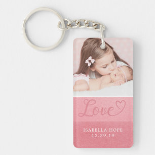 Zoete strepen   Liefde Baby Meisje Typografie Foto Sleutelhanger