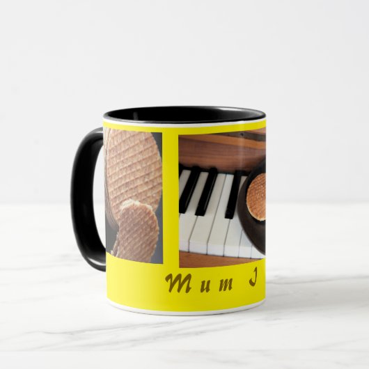 Zoete Stroopwafel Piano Mok — Cadeau voor Moeder (Voorkant links)