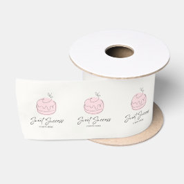 Zoete Succes Start Hier | Crème Zwarte Roze Bakker Satijnen Lint