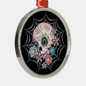 Zoete Suiker Schedel Metalen Ornament (Rechts)