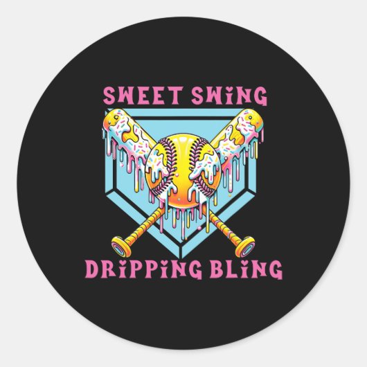 Zoete Swing Drip Bling Zachte Ijs Drip S Ronde Sticker (Voorkant)