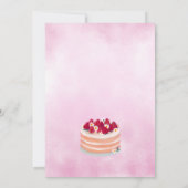 Zoete taart en aardbeien verjaardag kaart (Achterkant)