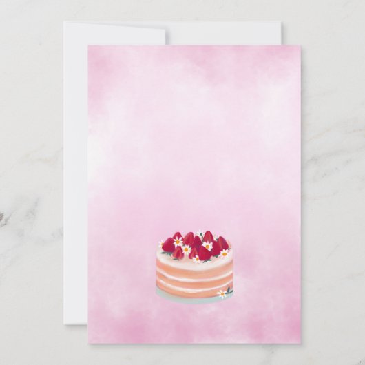 Zoete taart en aardbeien verjaardag kaart (Achterkant)