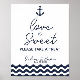 Zoete tafel-zeemansbord marineblauw poster