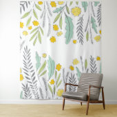 Zoete takjes mintgroene en grijze bloementapijt wandkleed (In situ)