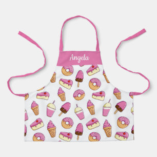 Zoete tand roze dessertpatroon schort