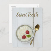 Zoete tandrijstpudding met frambozen dessert feestdagenkaart (Voorkant / Achterkant)