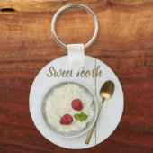 Zoete tandrijstpudding met frambozen dessert sleutelhanger (Voorkant)