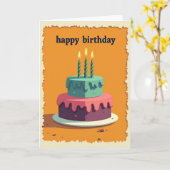 Zoete Teal Cake Kaart (Gele Bloem)