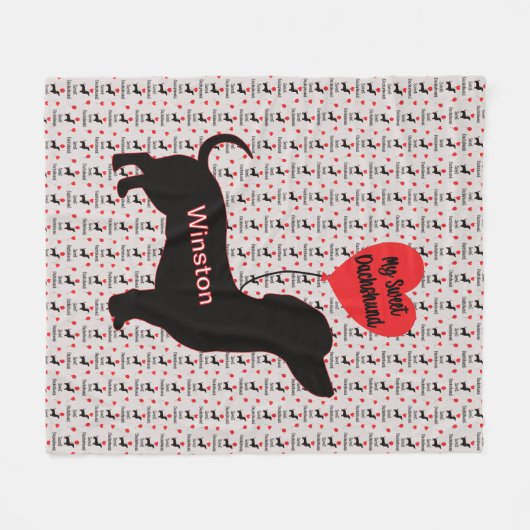 Zoete teckel: hartballon fleece deken (Voorkant (Horizontaal))