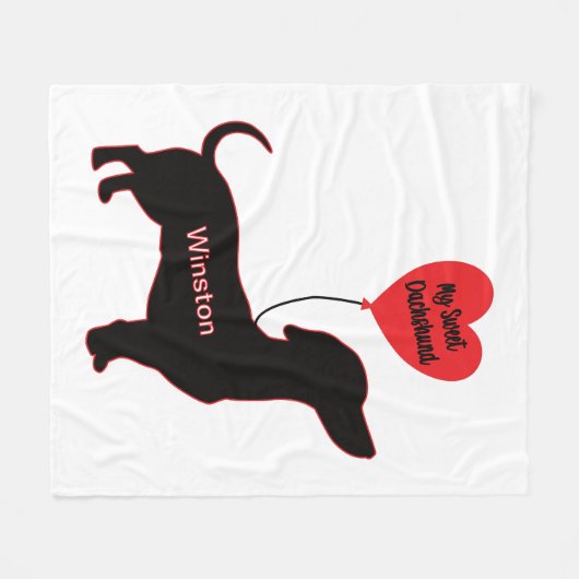 Zoete teckel: hartballon fleece deken (Voorkant (Horizontaal))