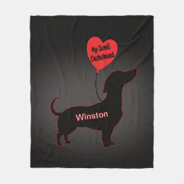 Zoete teckel: hartballon fleece deken