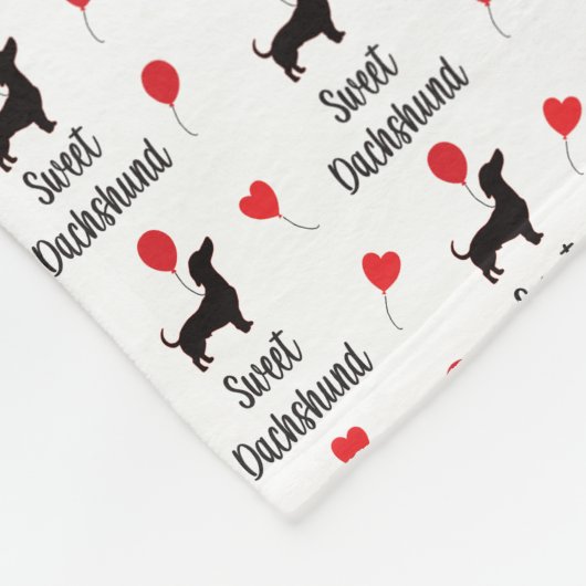 Zoete teckel: hartballon fleece deken (Hoek)