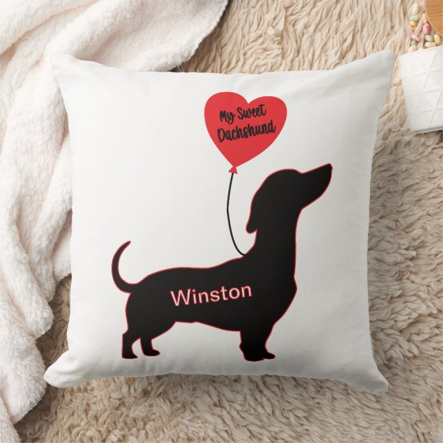 Zoete teckel: hartballon kussen (Deken)