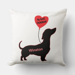 Zoete teckel: hartballon kussen