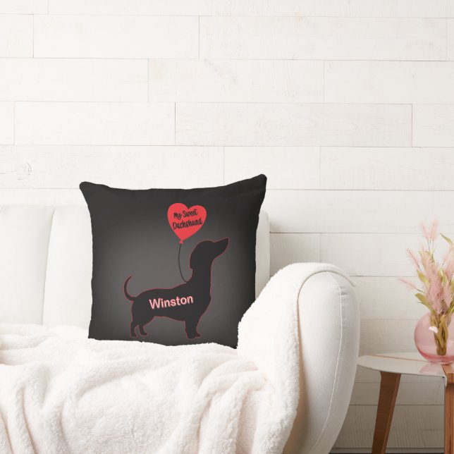 Zoete teckel: hartballon kussen (Bank)