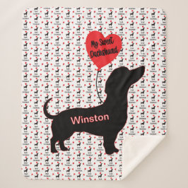 Zoete teckel: hartballon sherpa deken