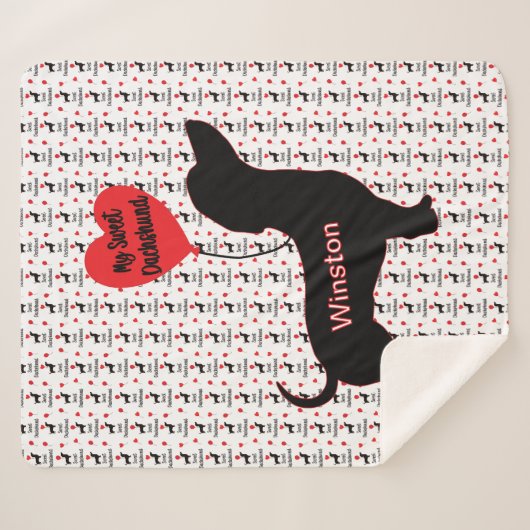 Zoete teckel: hartballon sherpa deken (Voorkant (horizontaal))