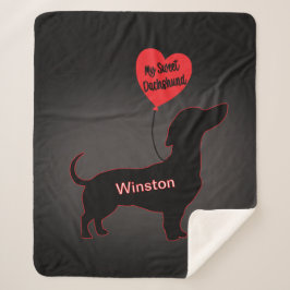 Zoete teckel: hartballon sherpa deken