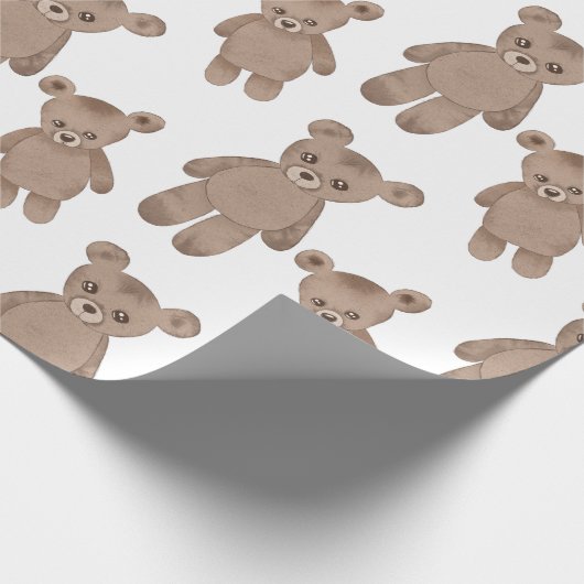 Zoete Teddy, bruin Beer, wit Cadeaupapier (Hoek)