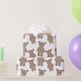 Zoete teddy, bruin Beer, wit omslagpapier Cadeaupapier